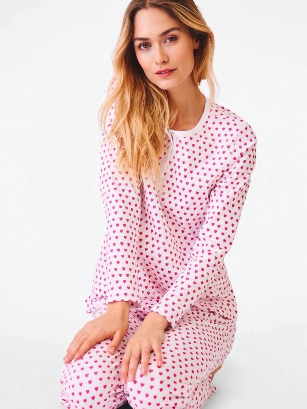 Roller Rabbit Hearts Pajama Set Pink White Size S